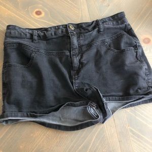 BDG high waisted black denim shorts